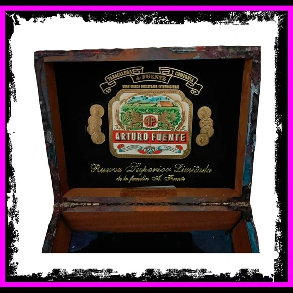 New Artisan Hand Painted By Me Gothic Poured Vintage Cigar Box By Arturo Fuente